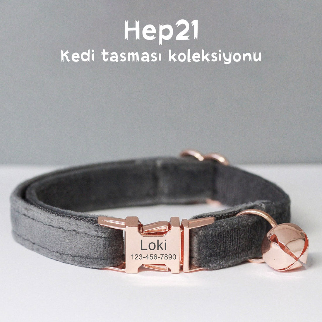 Papyonlu Kedi tasması Kadife İsimli Zilli Kedi tasma 755153