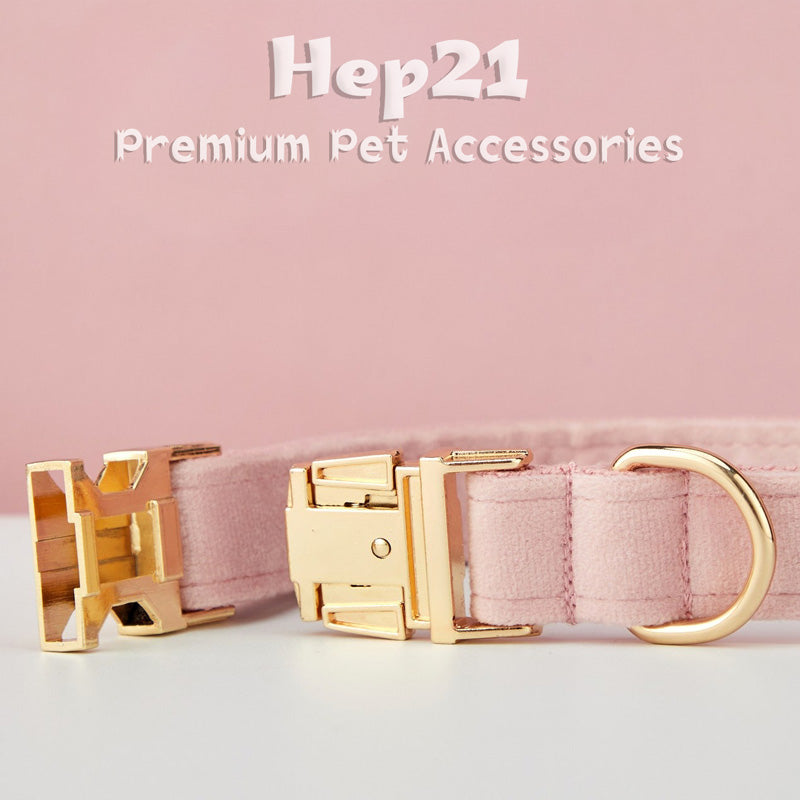 Köpek Boyun Tasması İsimli Açık Pembe Kadife 75044