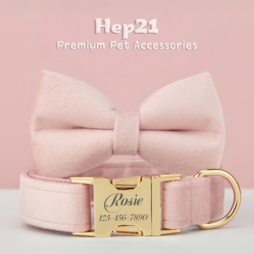 Köpek Boyun Tasması İsimli Açık Pembe Kadife 75044