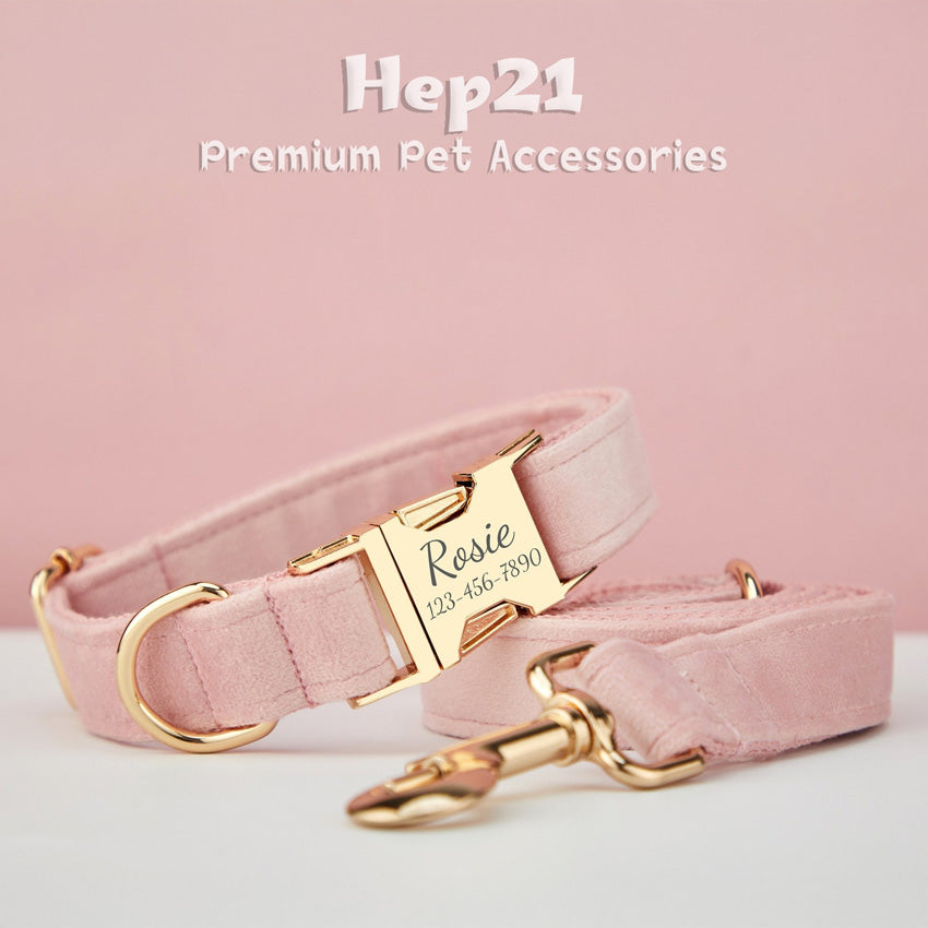 Köpek Boyun Tasması İsimli Açık Pembe Kadife 75044