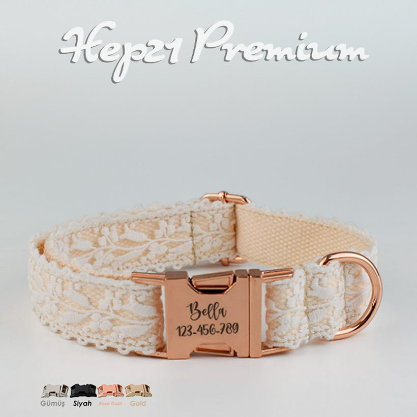 Köpek Tasması İsimli Bej Dantel Boyun Tasması 245660
