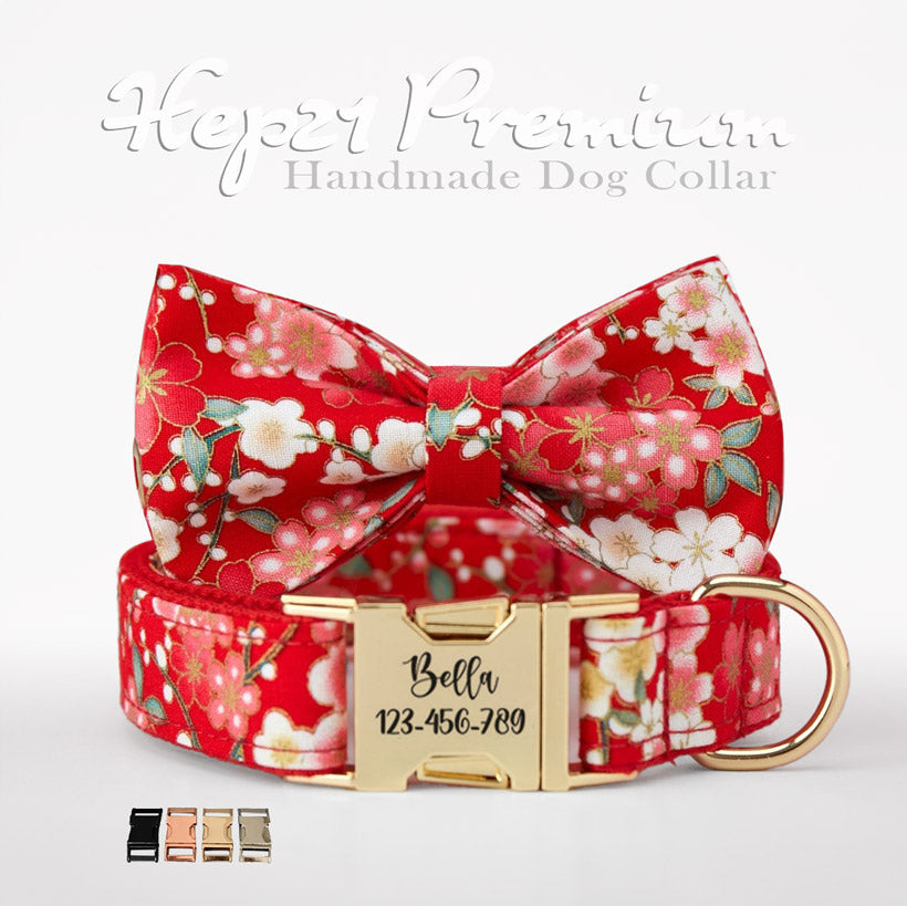 Köpek Tasması İsimli Çiçek Desenli Boyun tasması 703954