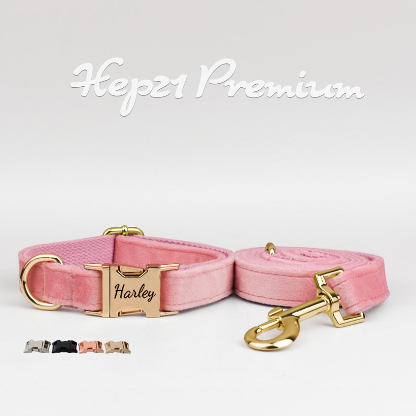 Köpek Boyun Tasması İsimli Pembe Kadife 240723