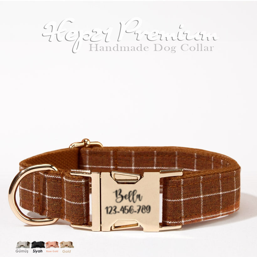 Köpek Boyun Tasması İsimli Kahve Grid 276676
