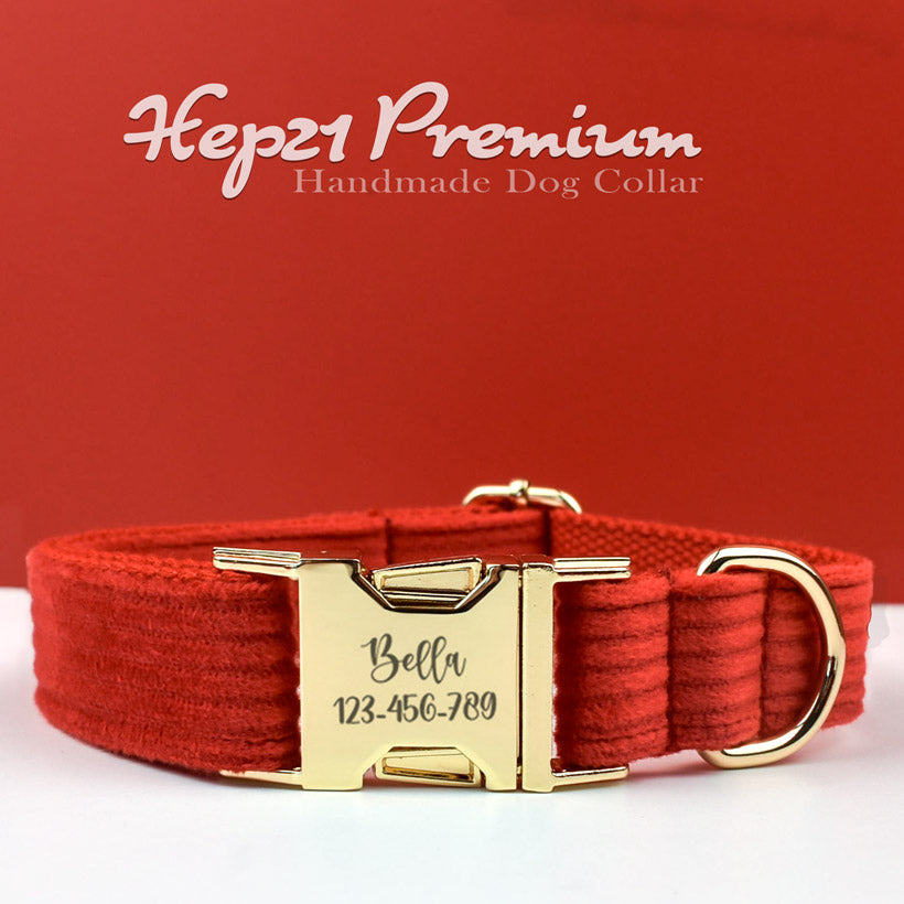 Köpek Tasması İsimli Kırmızı Kadife Boyun Tasması 54968