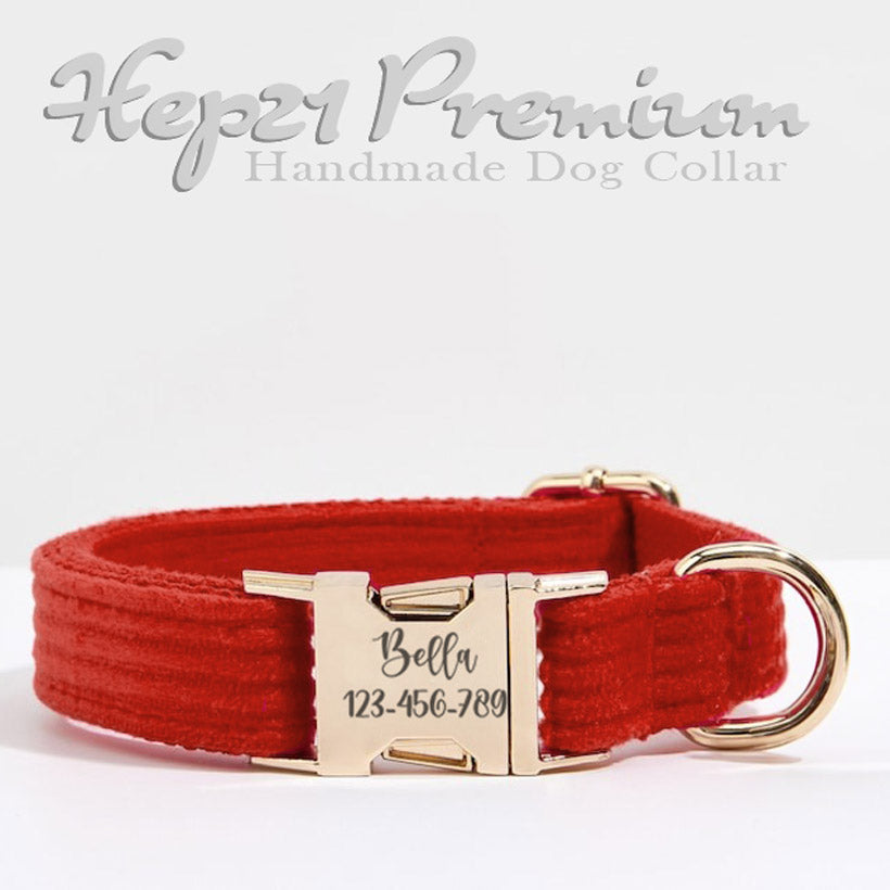 Köpek Tasması İsimli Kırmızı Kadife Boyun Tasması 54968