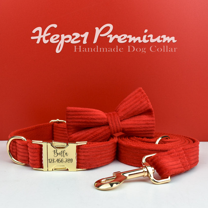 Köpek Tasması İsimli Kırmızı Kadife Boyun Tasması 54968
