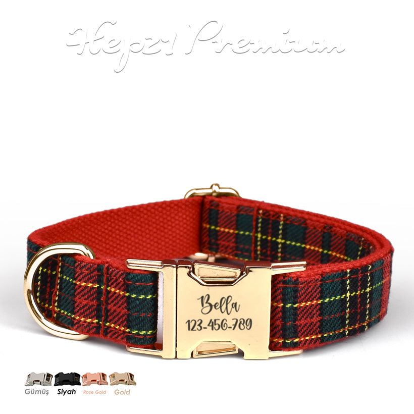 Köpek Tasması İsimli Plaid Boyun Tasması 050063