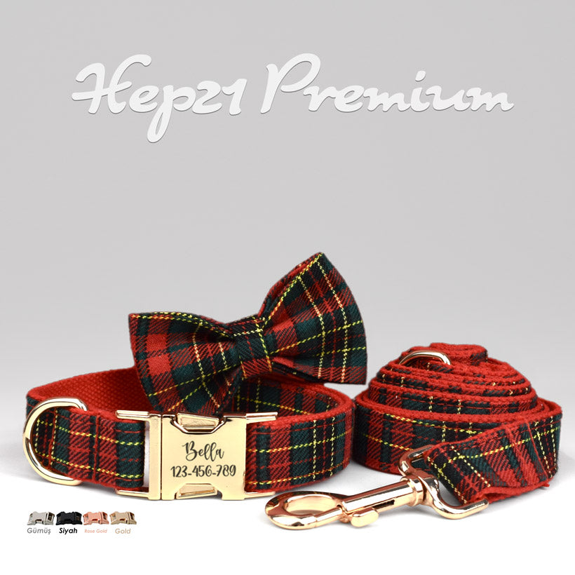 Köpek Tasması İsimli Plaid Boyun Tasması 050063
