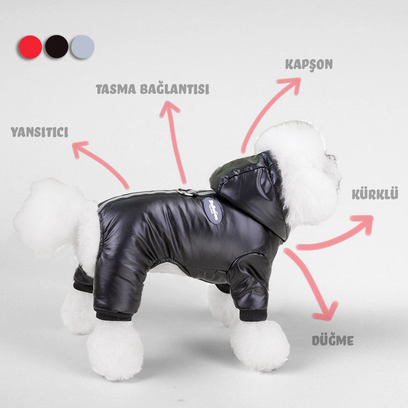 Köpek Yağmurluk Tulum Kapüşonlu Kürklü 788415