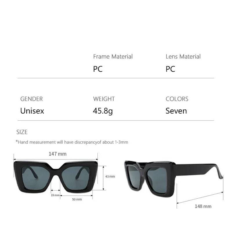 Trend Kare Güneş Gözlüğü Unisex UV400 koruma 86669