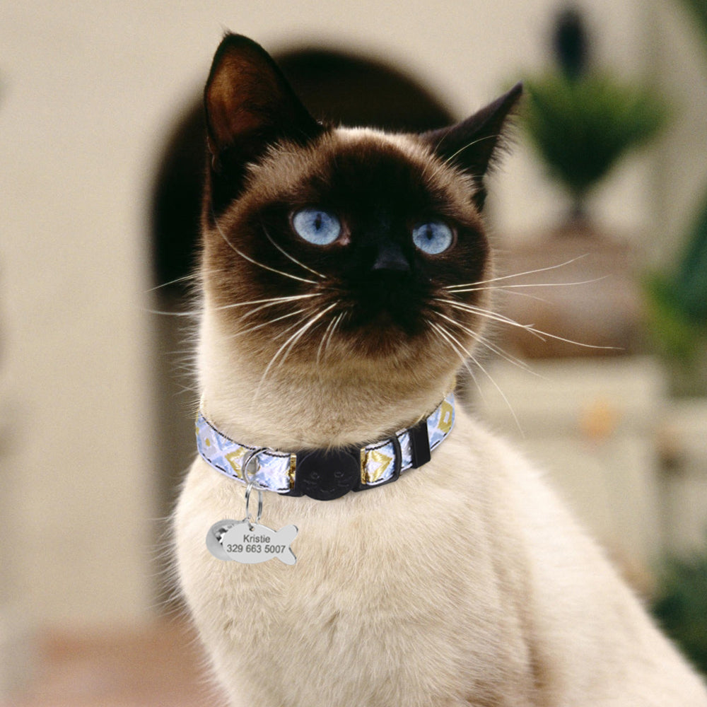 Zilli İsimli Kedi Tasması Güvenlikli Kedi Tasması