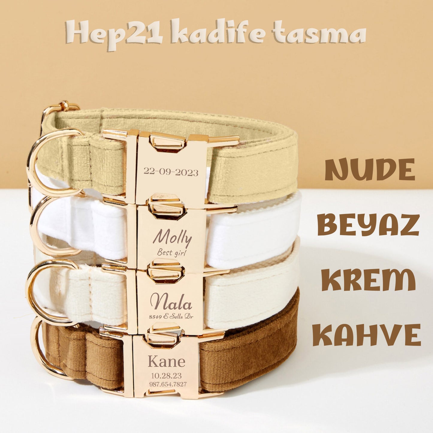 Köpek Boyun Tasması İsimli Kadife Tasma 904285