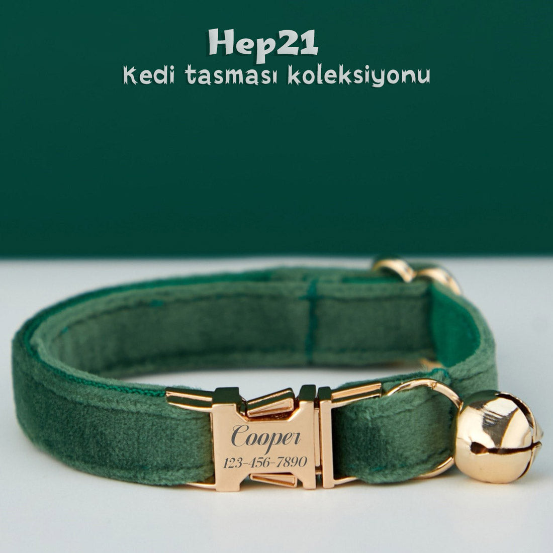 Kedi tasması Kadife isimli zilli kedi Tasma 515888