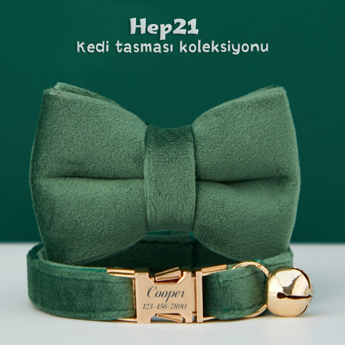 Kedi tasması Kadife isimli zilli kedi Tasma 515888