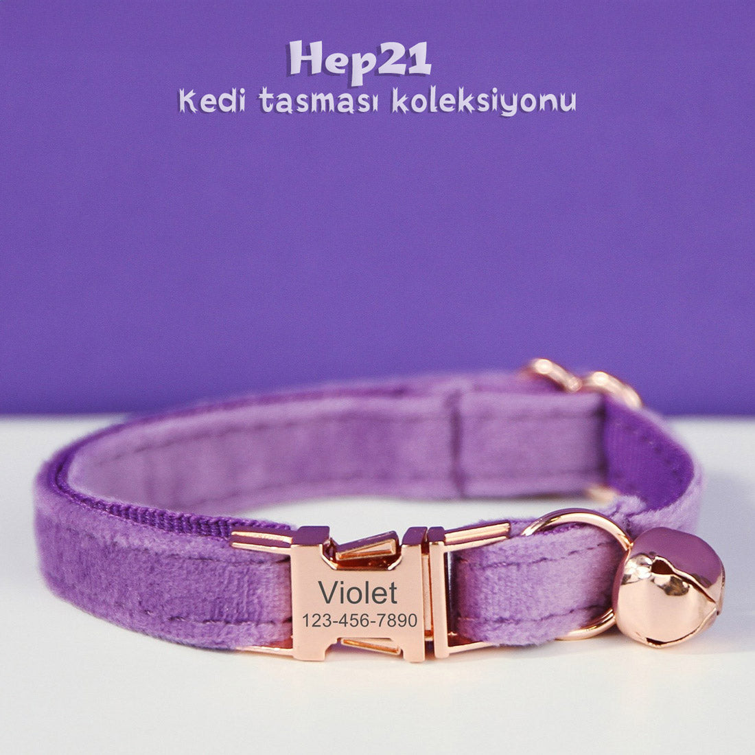 Kedi tasması Kadife İsimli Zilli 90596