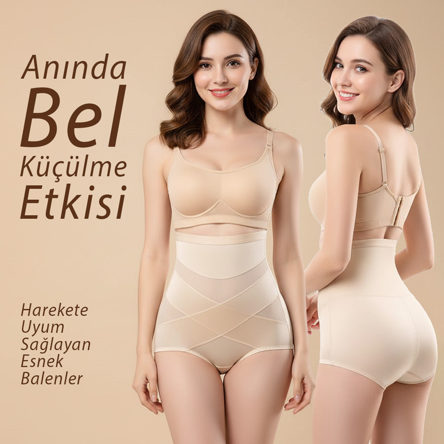Çapraz Bantlı Yüksek Bel Karın Toparlayıcı ve Popo Kaldırıcı Korse 67479