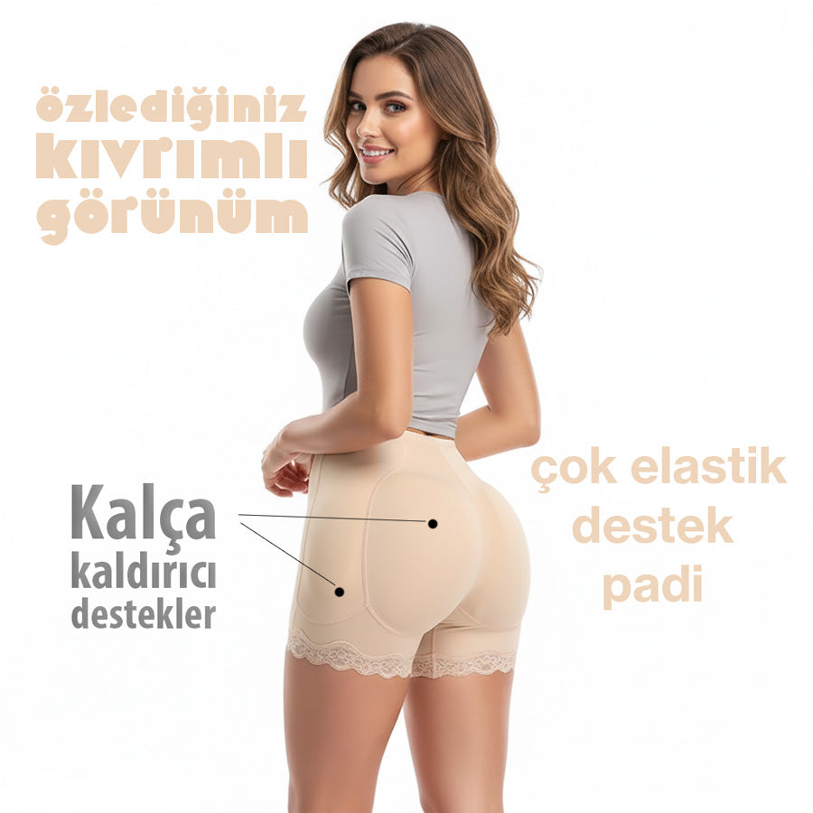 Dantelli ve Sünger Destekli Kalça Dolgunlaştırıcı Kaldırıcı Korse Külot 51186