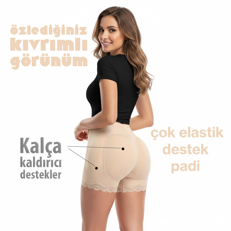 Dantelli ve Sünger Destekli Kalça Dolgunlaştırıcı Kaldırıcı Korse Külot 51186