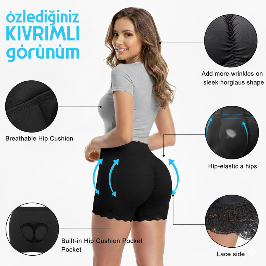 Dantelli ve Sünger Destekli Kalça Dolgunlaştırıcı Kaldırıcı Korse Külot 51186