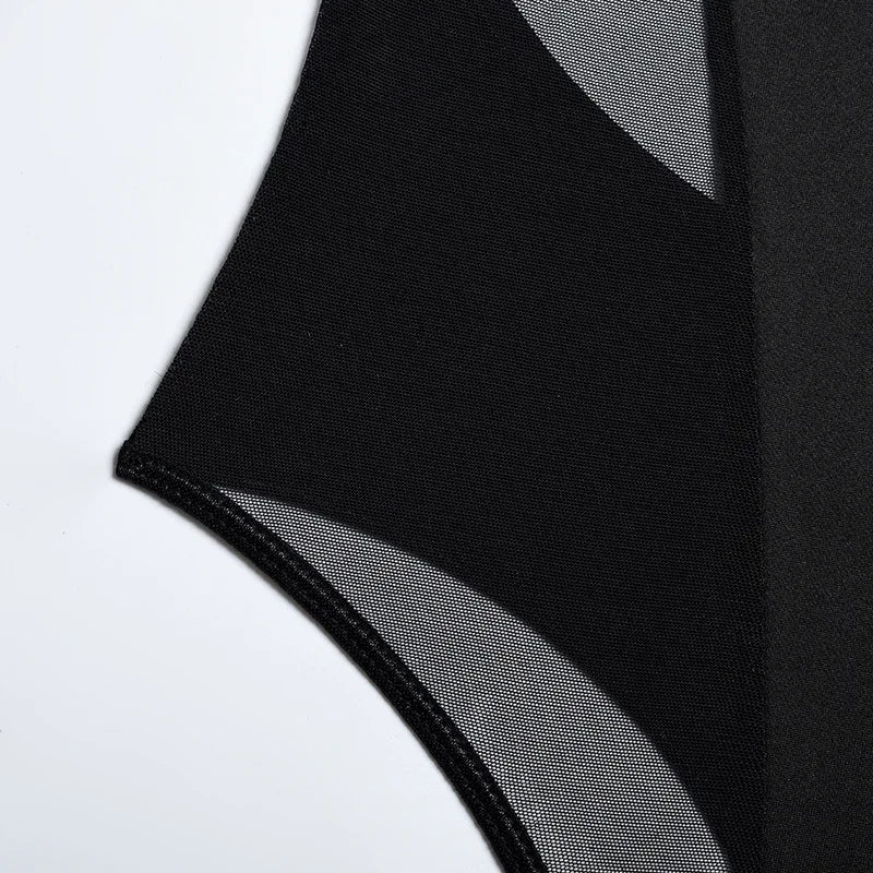 Transparan Dantel Bodysuit Sırt Dekolteli Seksi Vücut Çorabı Siyah Fantazi İç Giyim 63165
