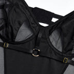 Transparan Dantel Bodysuit Sırt Dekolteli Seksi Vücut Çorabı Siyah Fantazi İç Giyim 63165