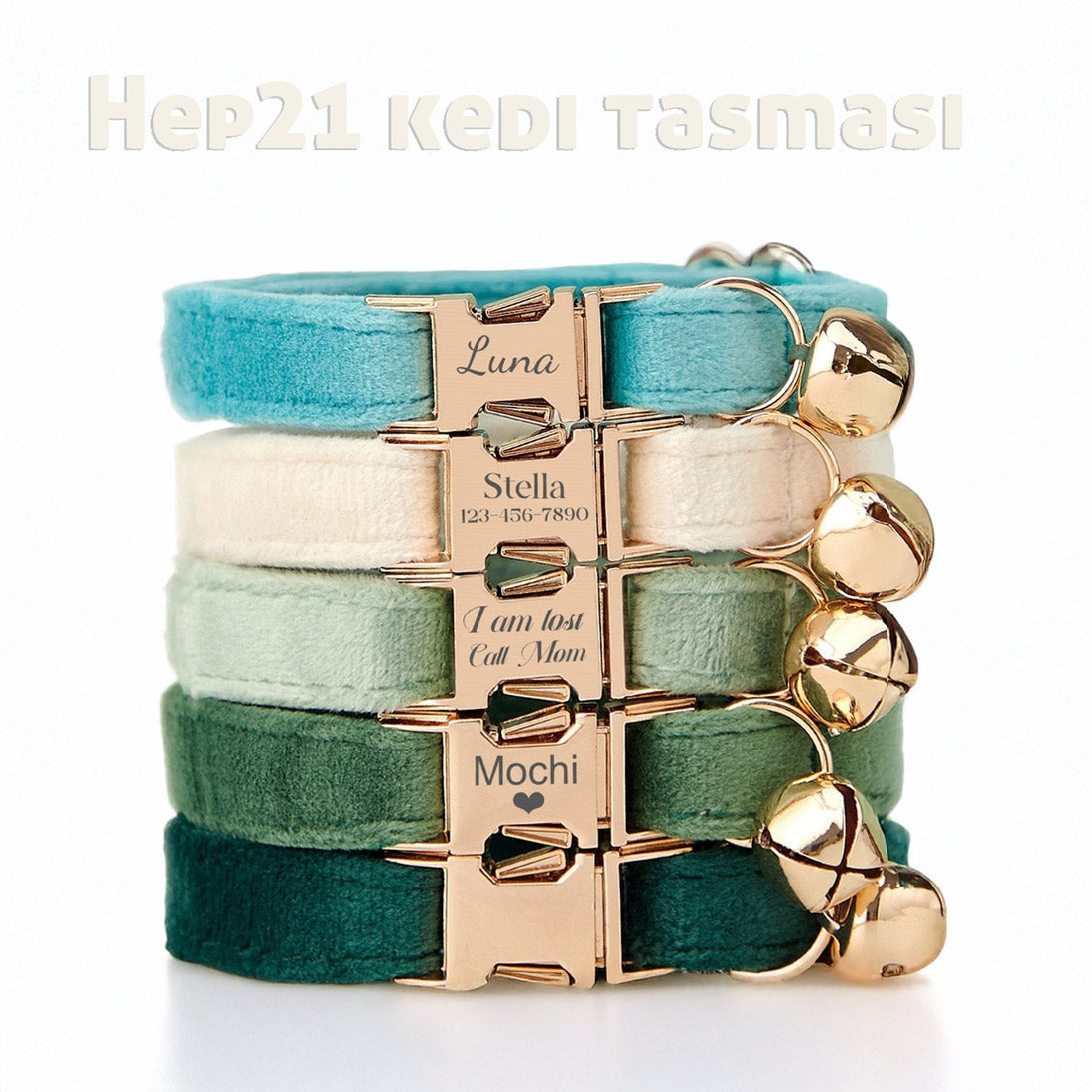 Kedi tasması Kadife İsimli Zilli 59174