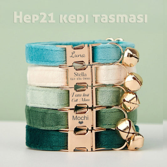 Kedi tasması Kadife İsimli Zilli 59174