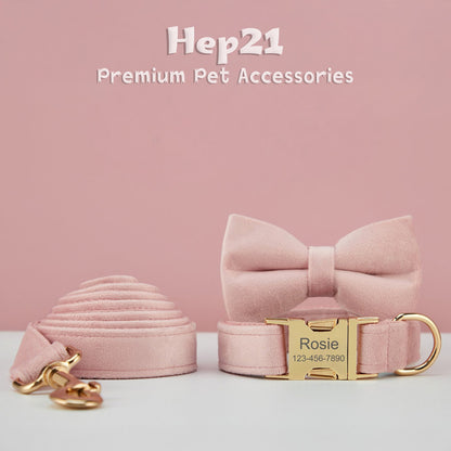 Köpek Boyun Tasması İsimli Açık Pembe Kadife 75044