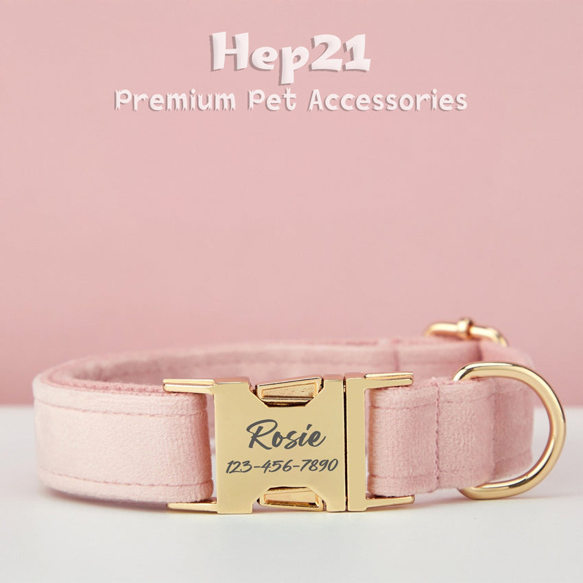 Köpek Boyun Tasması İsimli Açık Pembe Kadife 75044