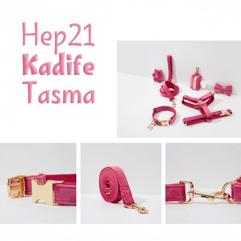 Köpek Boyun Tasması İsimli Koyu Pembe Kadife 111871