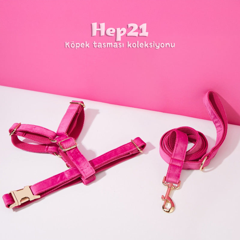 Köpek Boyun Tasması İsimli Koyu Pembe Kadife 111871