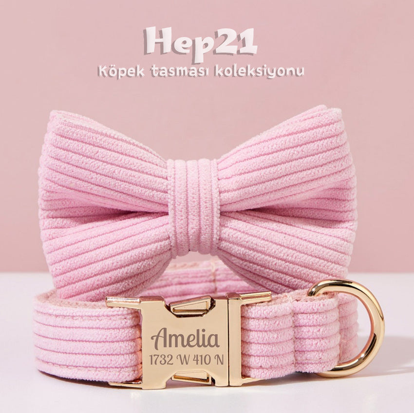Köpek Boyun Tasması İsimli Pembe Kadife 006529