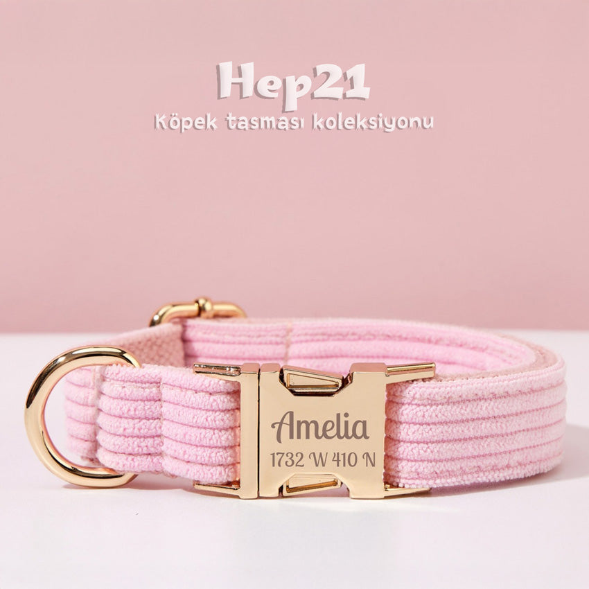 Köpek Boyun Tasması İsimli Pembe Kadife 006529