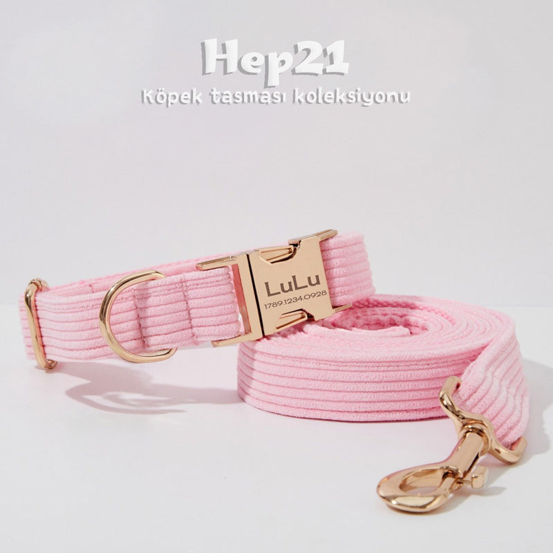 Köpek Boyun Tasması İsimli Pembe Kadife 006529