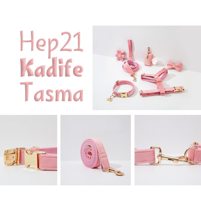 Köpek Boyun Tasması İsimli Pembe Kadife  240723
