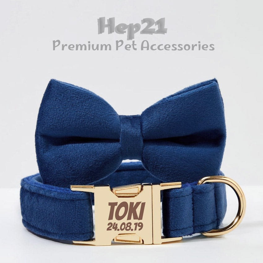 Köpek Boyun Tasması İsimli Lacivert Kadife 146814