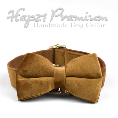 Dog Collar Named Light Brown Velvet Collar 826818