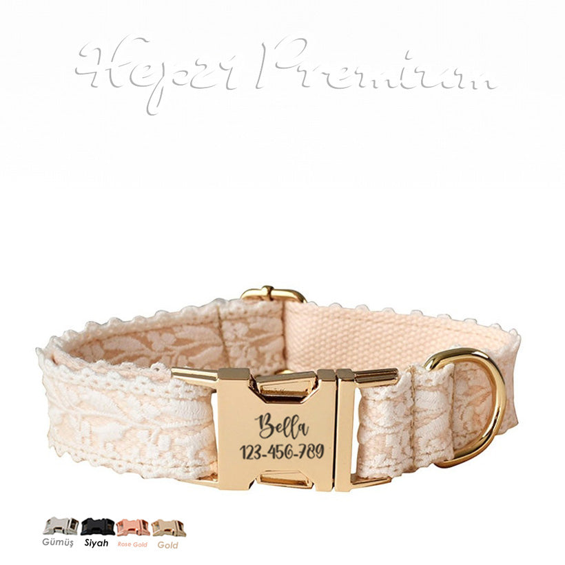Dog Collar Named Beige Lace Collar 245660