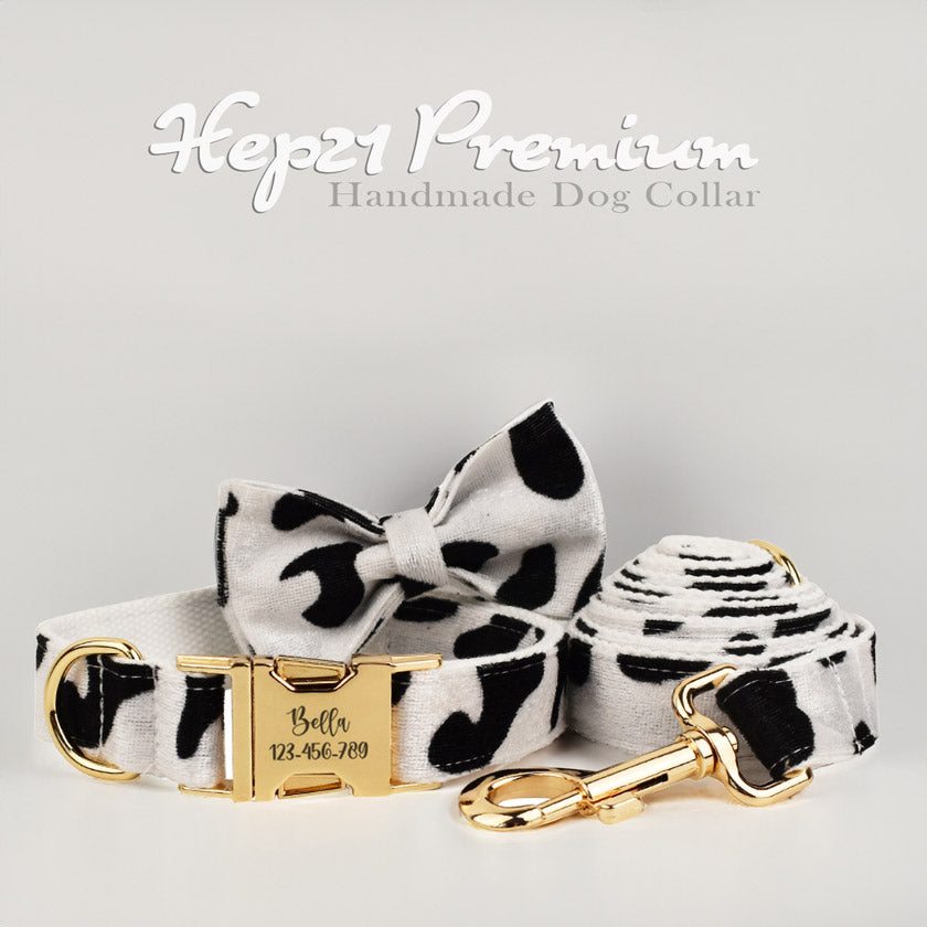 Köpek Boyun Tasması İsimli Beyaz Siyah Animal Print 33188