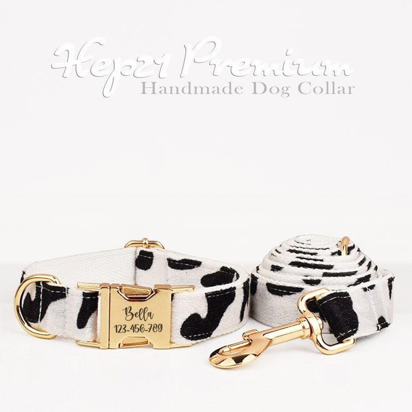 Köpek Boyun Tasması İsimli Beyaz Siyah Animal Print 33188