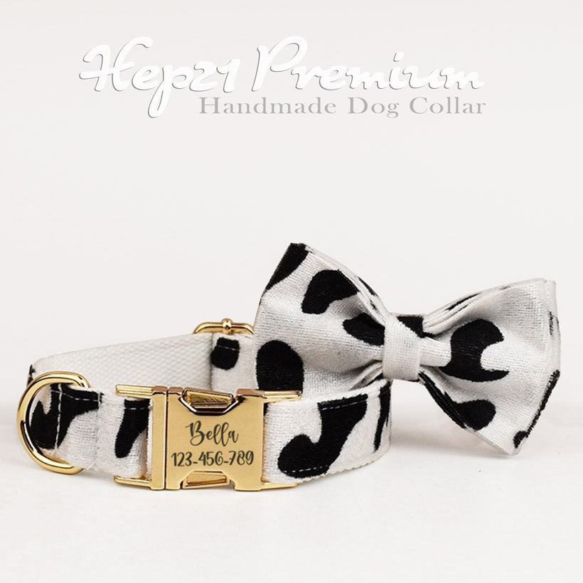 Köpek Boyun Tasması İsimli Beyaz Siyah Animal Print 33188