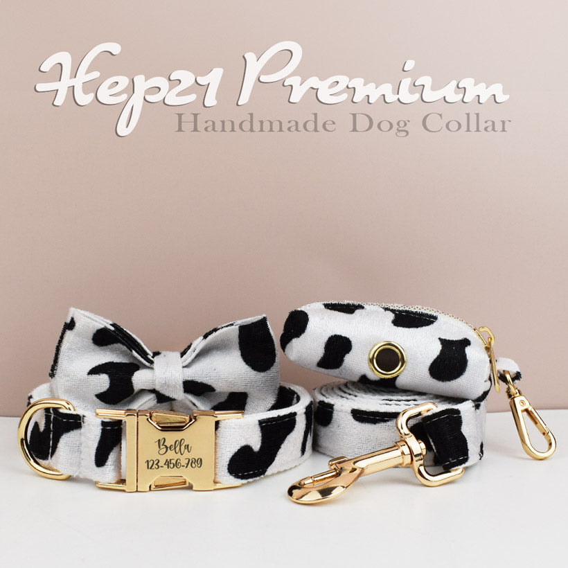 Köpek Boyun Tasması İsimli Beyaz Siyah Animal Print 33188