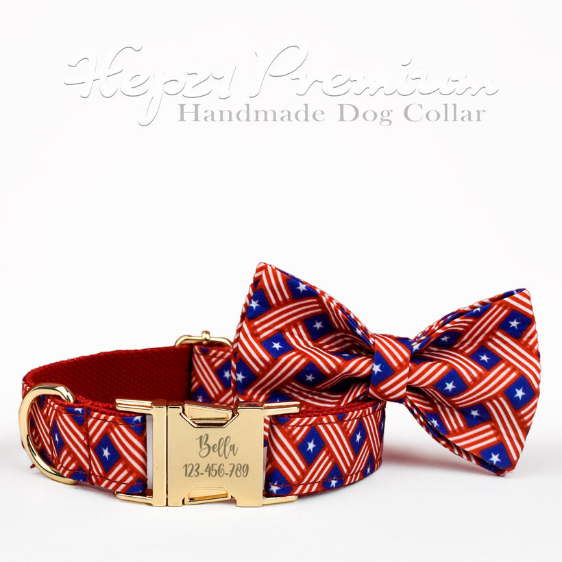 Dog Collar Named Red Blue Flag Collar 77816