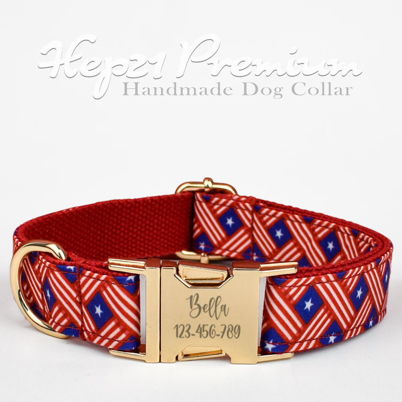 Dog Collar Named Red Blue Flag Collar 77816