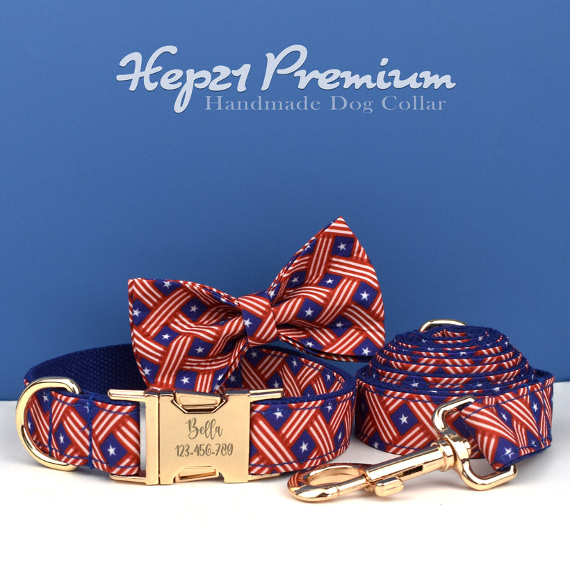 Köpek Boyun Tasması İsimli Mavi Kırmızı Flag 70322
