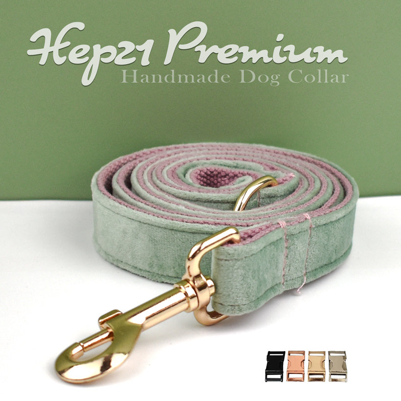 Köpek Boyun Tasması İsimli Nane-Pembe Kadife 674835