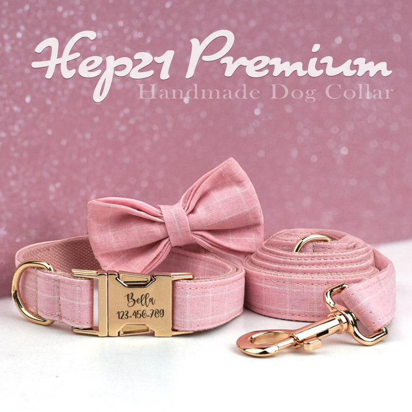 Köpek Boyun Tasması İsimli Pembe Ekose 45929