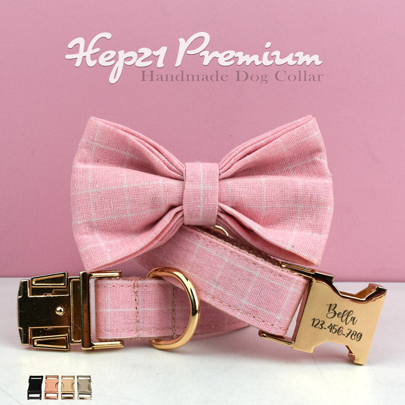 Köpek Boyun Tasması İsimli Pembe Ekose 45929