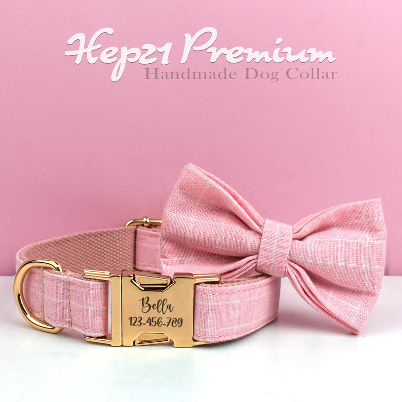 Köpek Boyun Tasması İsimli Pembe Ekose 45929